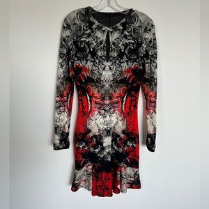 Roberto Cavalli Long Sleeve Dress Red Black White | Size: 42 NWOT
